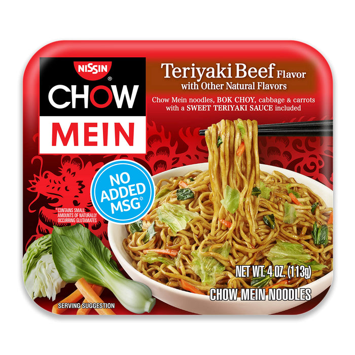 Nissin Chow Mein Noodles, Teriyaki Beef, 4 Ounce (Pack of 8)