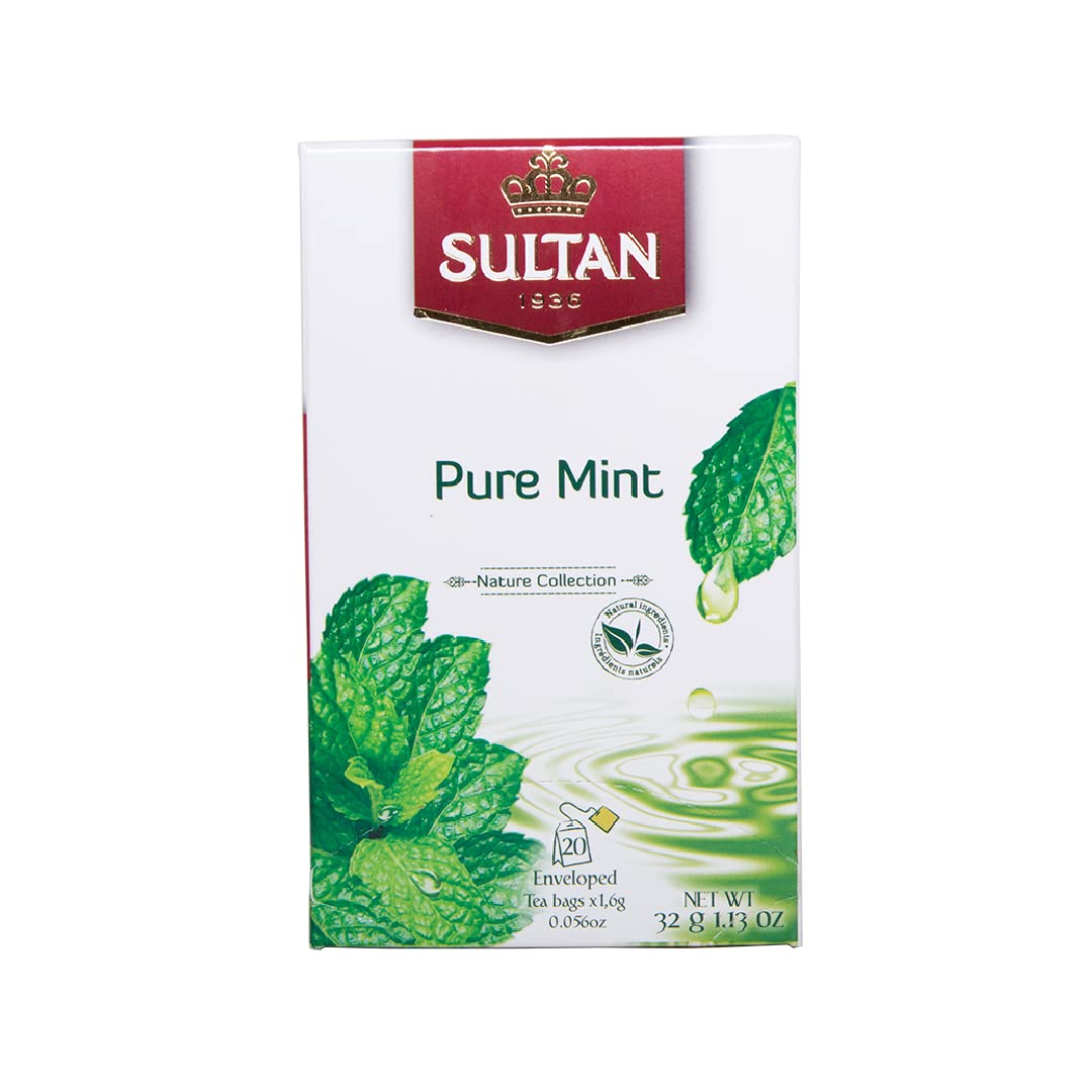 SULTAN TEA Moroccan Green Tea with Pure Mint & Tiznit Herbal Green Teas (Single Pack - 20 Tea Bags)