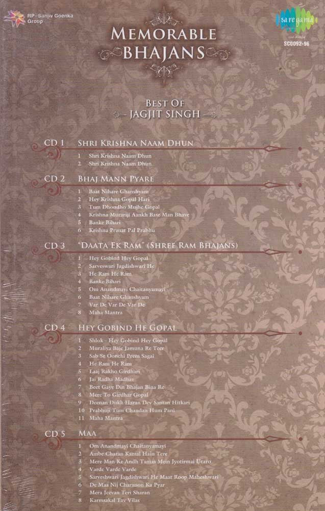 Memorable Bhajans - Best of Jagjit Singh Hindi Audio 5 CD Set [Audio CD]