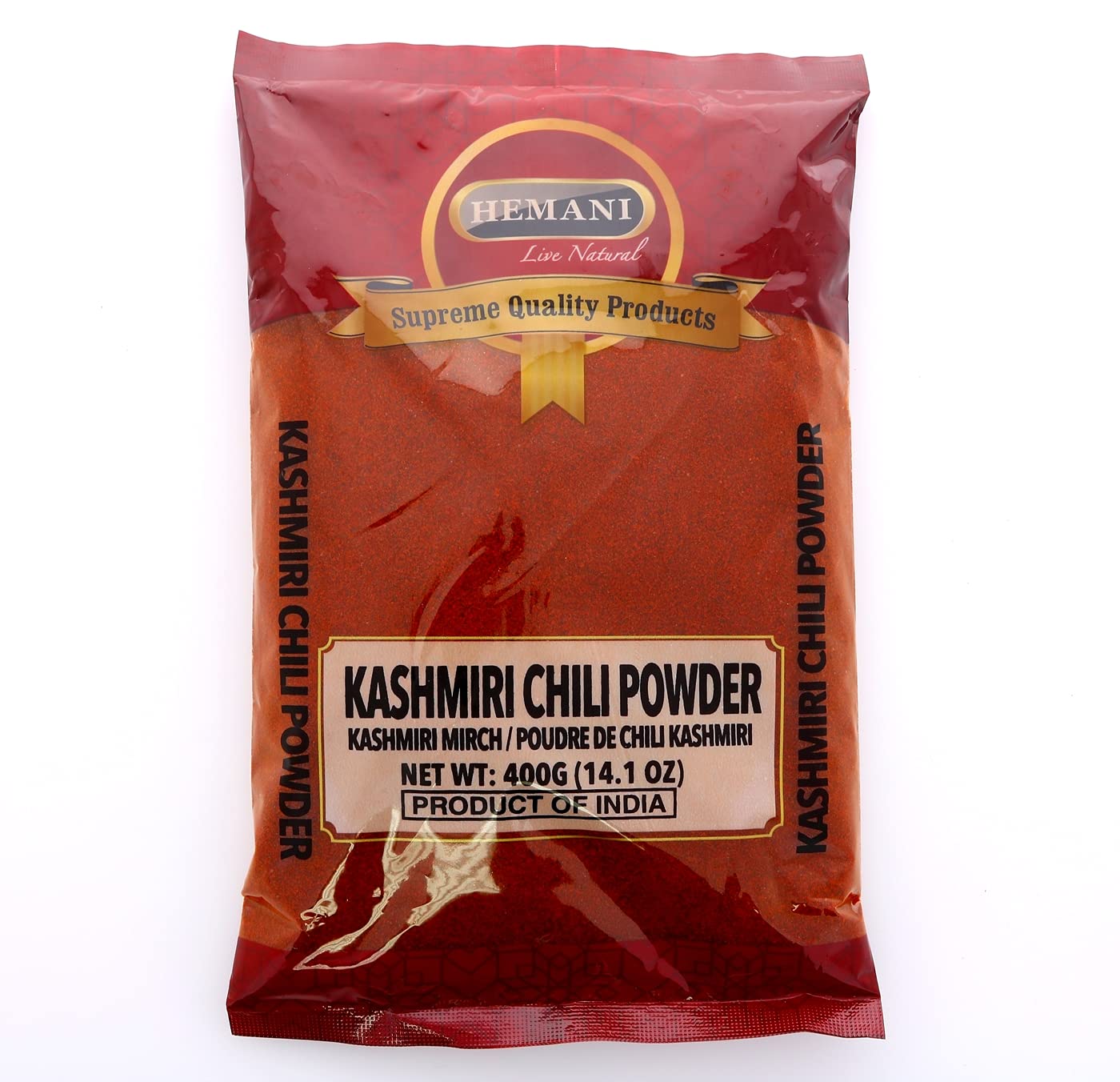 Hemani Kashmiri Chilli Powder (Deggi Mirch, Low Heat) - 400g (14.1 OZ) - No Color Added - Gluten Free Ingredients - NON-GMO - Vegan