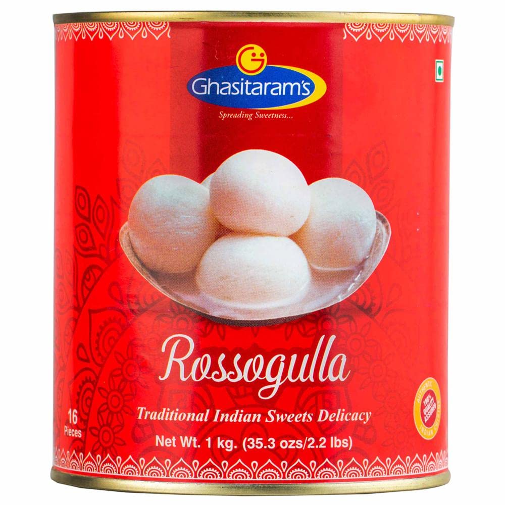 GHASITARAM'S Rossogulla Tin For Every Indian Traditional Festival, Indian Mithai, Famous Indian Sweets 1 KG