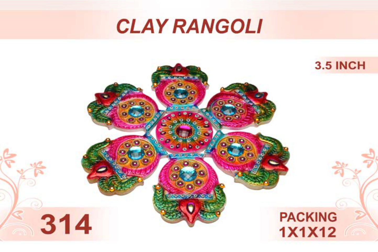 Clay Rangoli 7pc 3. 5inch #314