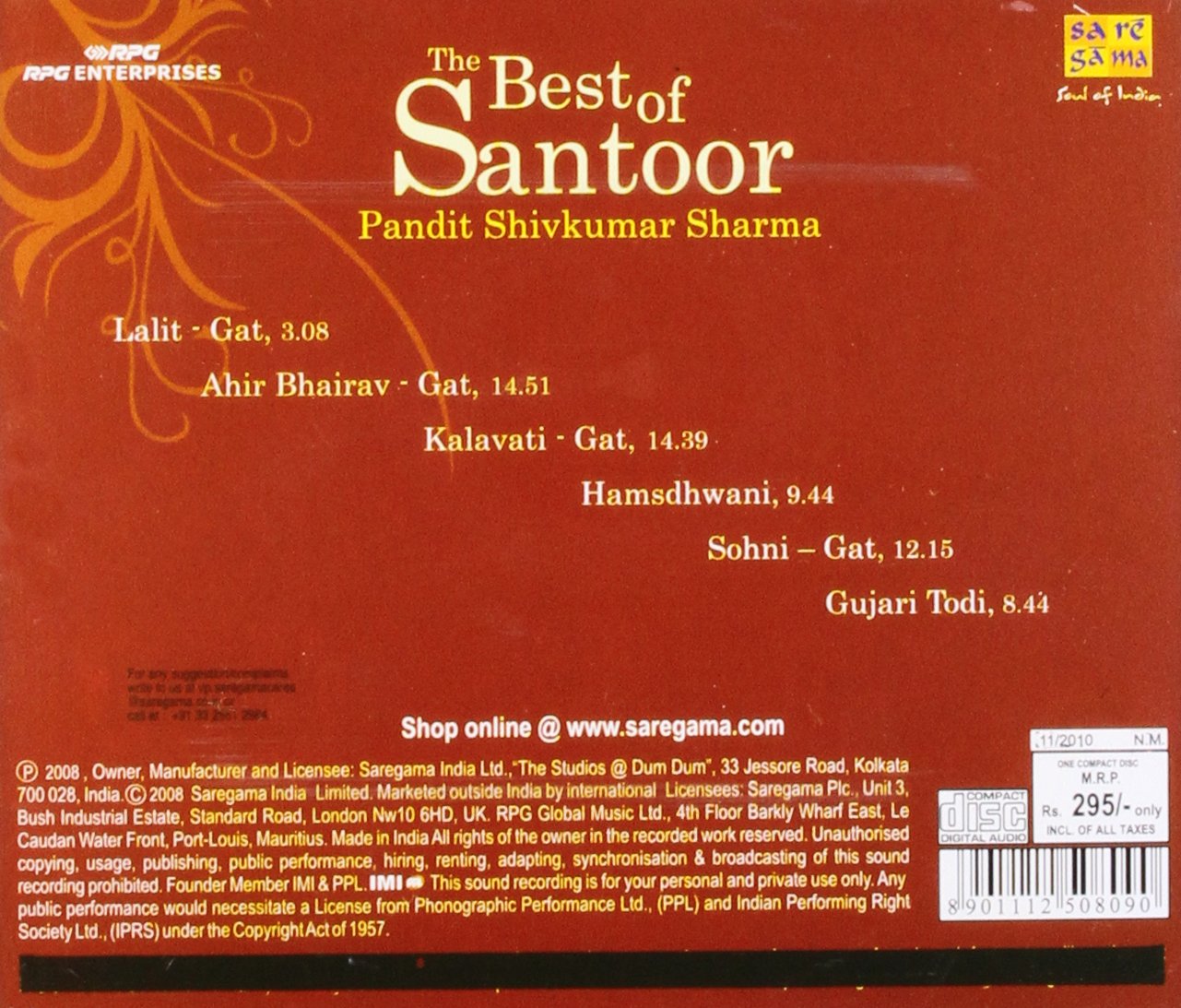 The Best of Santoor (Music CD) [Audio CD] Pandit Shiv Kumar Sharma