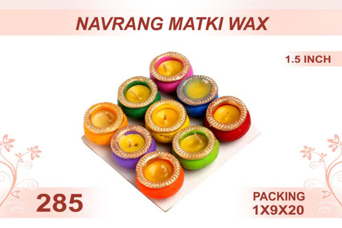 Navrang Matki Wax 9pc 1.5inch #285 - Diwali Clay Diya