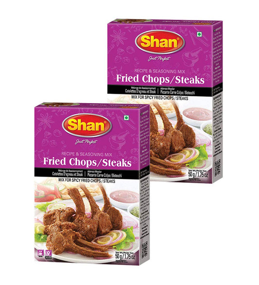 Shan - Fried Chops/Steak Seasoning Mix (50g) - Spice Packets for Spicy Fried Meat (Pack of 2)