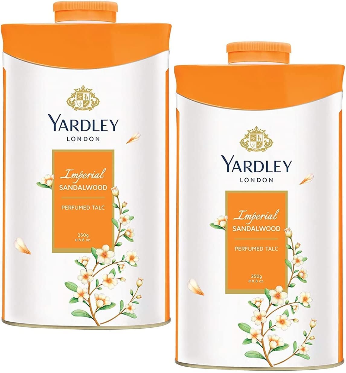 Yardley London Fresh Floral Fragrance Locked in a Fine & Silky Perfumed Talcum Powder (Yardley London Imperial Sandalwood, Pack of 2 250Gram)