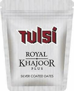 Tulsi Royal Khajoor Plus Silver Coated Dry Dates Mouth Freshener Menthol (Pack of 6) - Mahaekart LLC