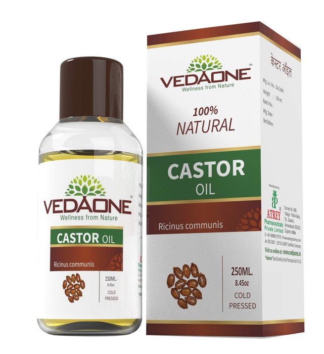 Vedaone 100% Pure Natural Organic Cold Pressed Castor Oil 250ml - For Hair Growth and Skin Care