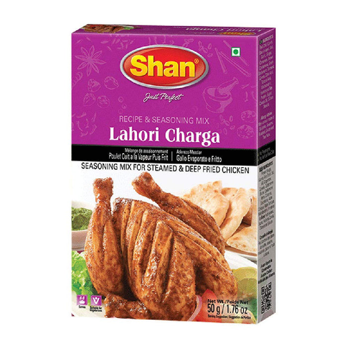 Shan Lahori Chargha Recipe and Seasoning Mix 1.76oz (50g) - Spice Powder for Steamed & Deep Fried Chicken - Suitable for Vegetarians - Airtight Bag in a Box