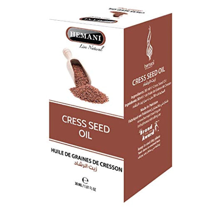 Hemani Cress Seed Oil 30ml - Natural Oil for Hair, Skin & Overall Health