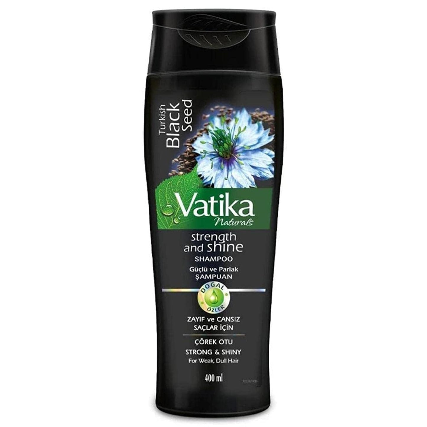 Vatika Naturals Dabur Shampoo - Nourishes and Rejuvenates Your Natural Hair - Strengthening and Moisturizing Cleanser for Frizzy Hair, Damaged Hair and All Hair Types (360ml Bottle) (black seed)