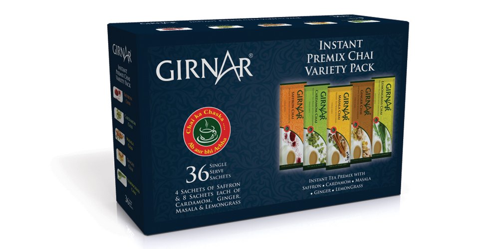 Girnar Instant Tea Premix Variety Pack, 36 Sachets