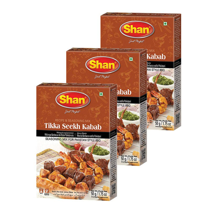 Shan - Tikka Seekh Kabab Seasoning Mix (50g) - Spice Packets for Pakistani Style BBQ (Pack of 3)