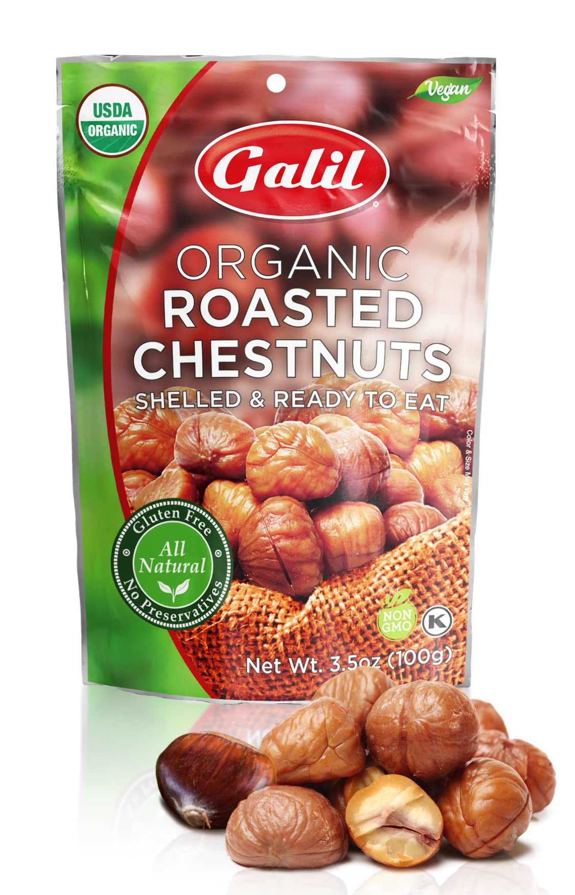 Galil Roasted Chestnuts Organic Shelled 100 gms