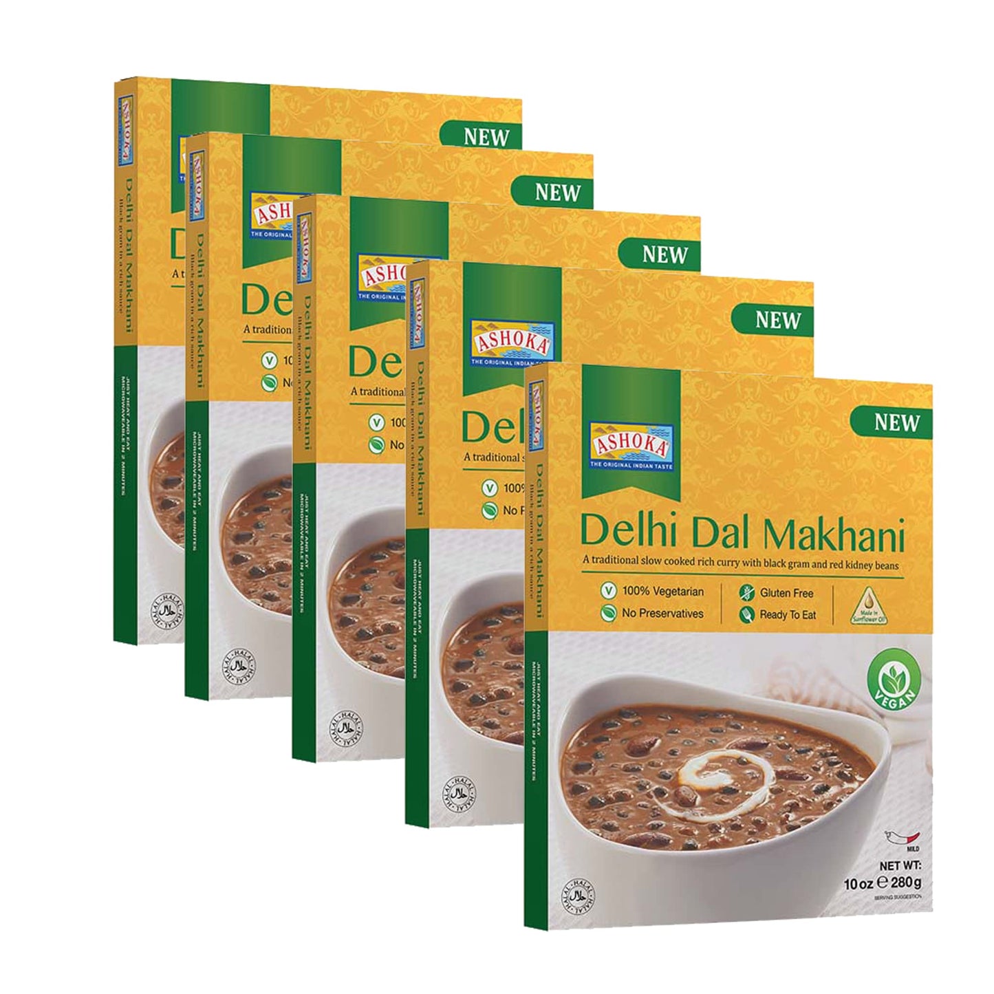 Ashoka Ready to Eat Since 1932, All-Natural, Black Gram & Kidney Beans, Great for the Outdoors, Heat & Serve Travel Friendly Box, Plant-Based, Gluten-Free & with No Preservatives, Vegan Pack of 10