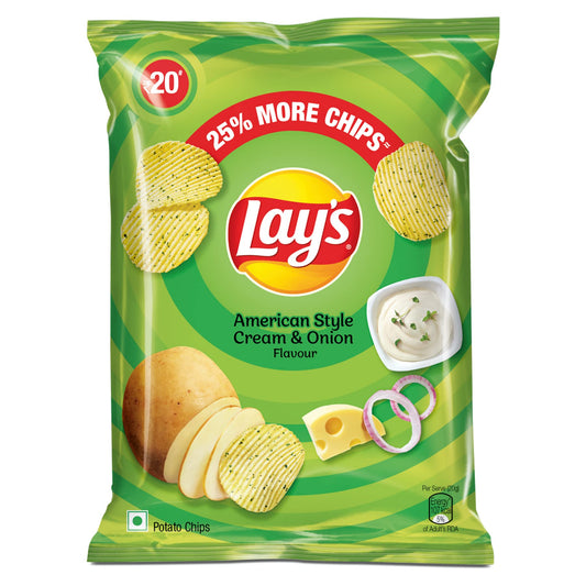 Lay's Lays American Style Cream & Onion Flavour, 52 Grams, India