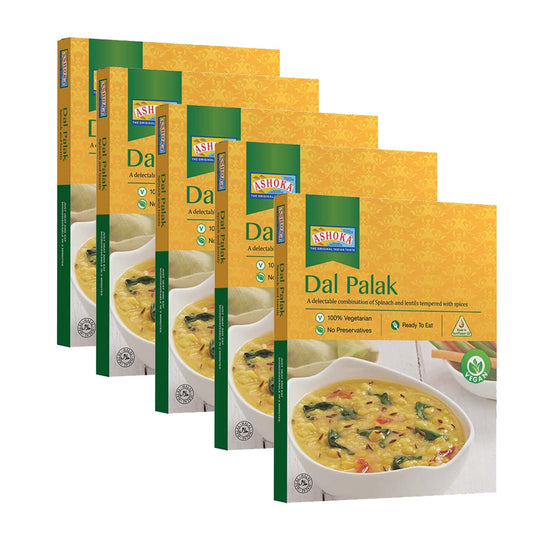 Ashoka Since 1932, All-Natural, Spinach and Lentils, Ready to Eat Meals, On the Go Prepared Meals, Traditionally Cooked Indian Food with No Preservatives, Plant-Based, Vegan Meal Pack of 10