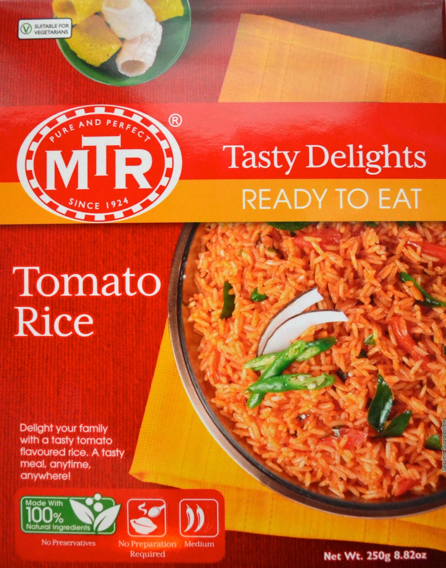 MTR Tomato Rice, Ready-To-Eat, 8.82 Ounce Boxes (Pack of 5)