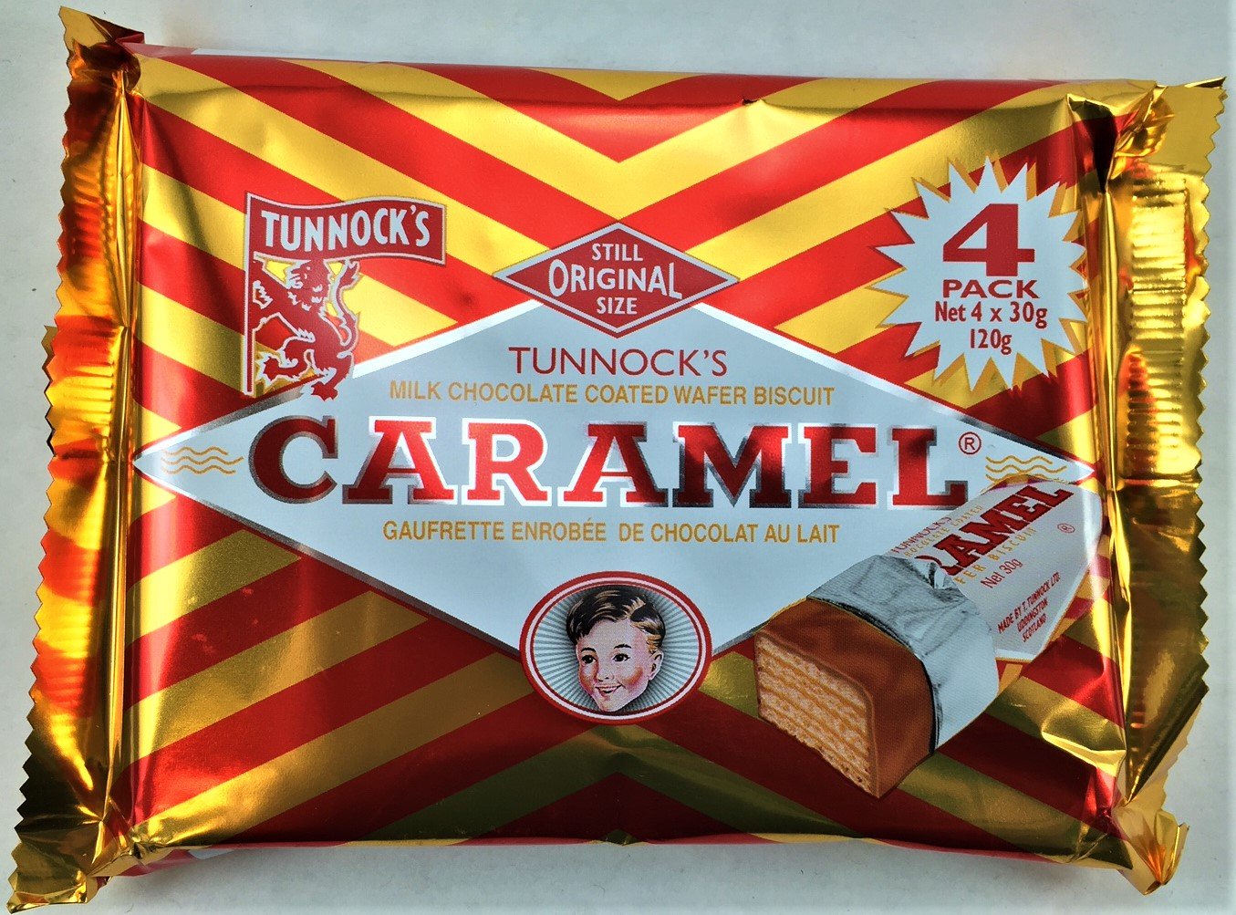 Tunnock's Milk Chocolate Caramel Wafers 4 x 26.5g - Pack of 6