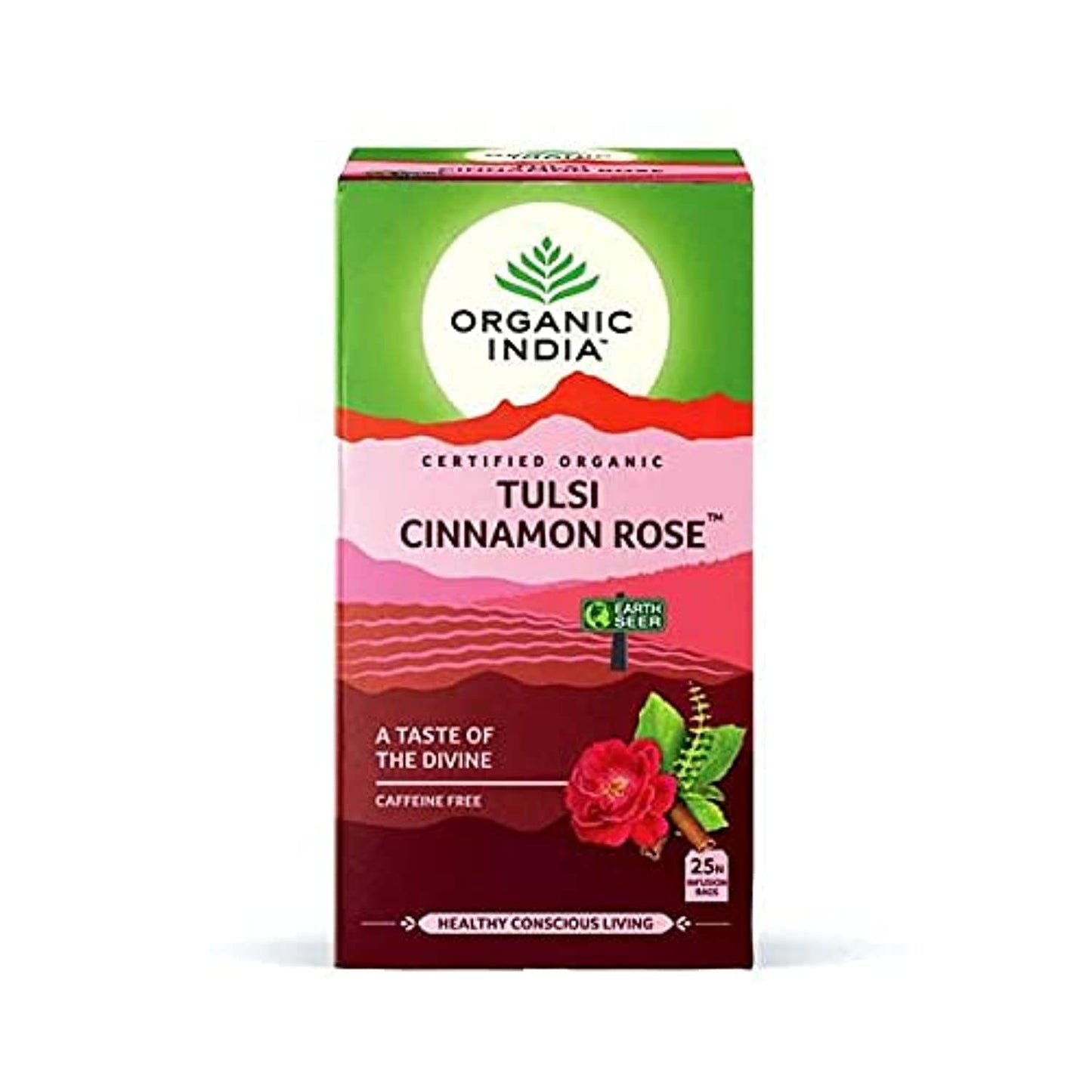 Organic India Tulsi Caffeine Free Tea, Cinnamon Rose, 18 Count