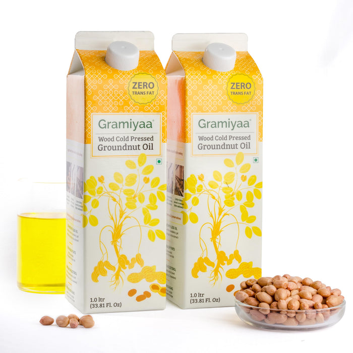 Gramiyaa Wood Cold Pressed Peanut Oil for Daily Cooking - Marachekku/Kachi Ghani/Kohlu/Wood Pressed Oil - 2L