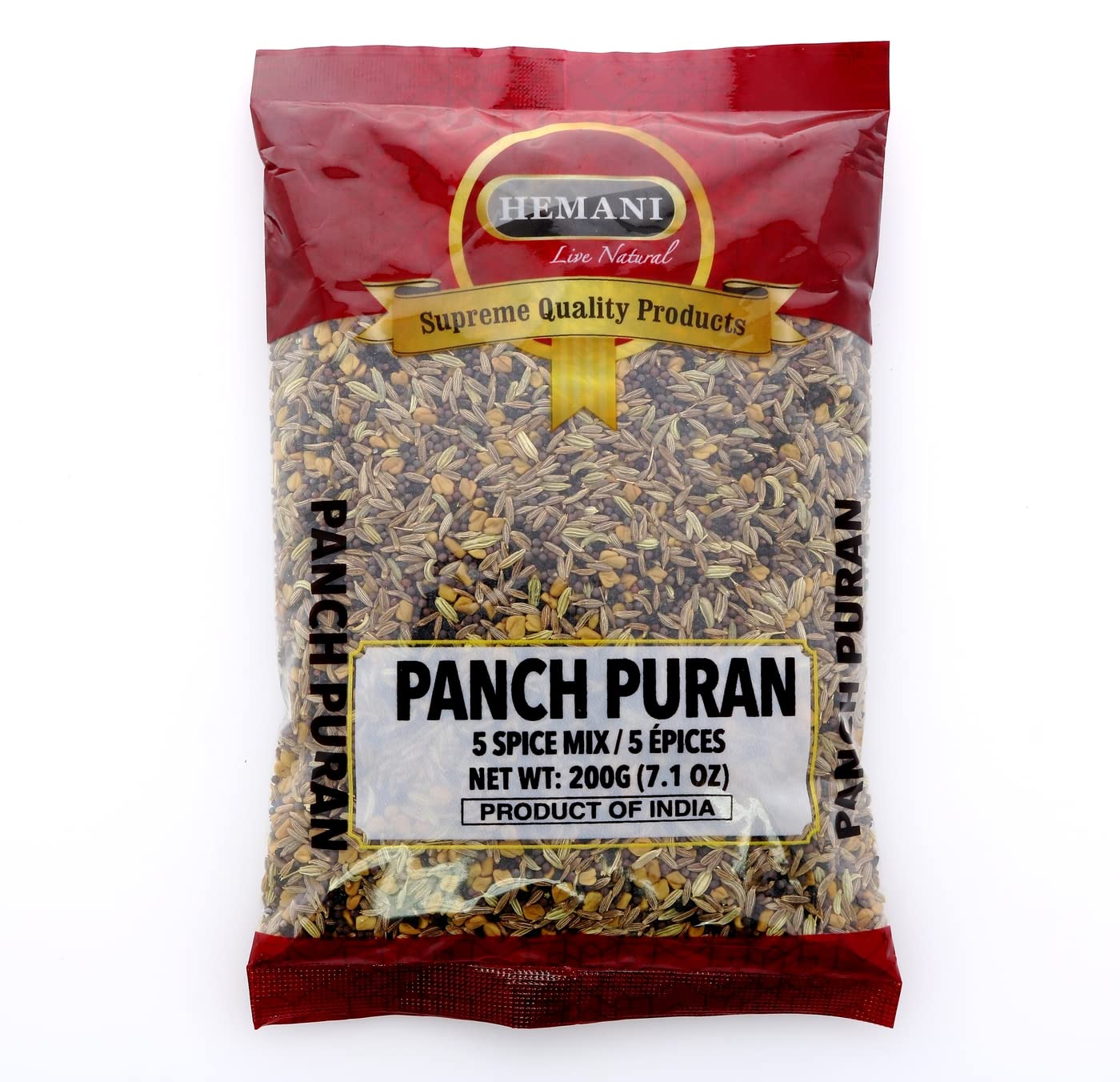 HEMANI Panch Puran - 7.1 OZ (200g) - 5 Whole Spice Seasoning - Gluten Free - NON-GMO - Vegan No Color Added - No Salt or fillers