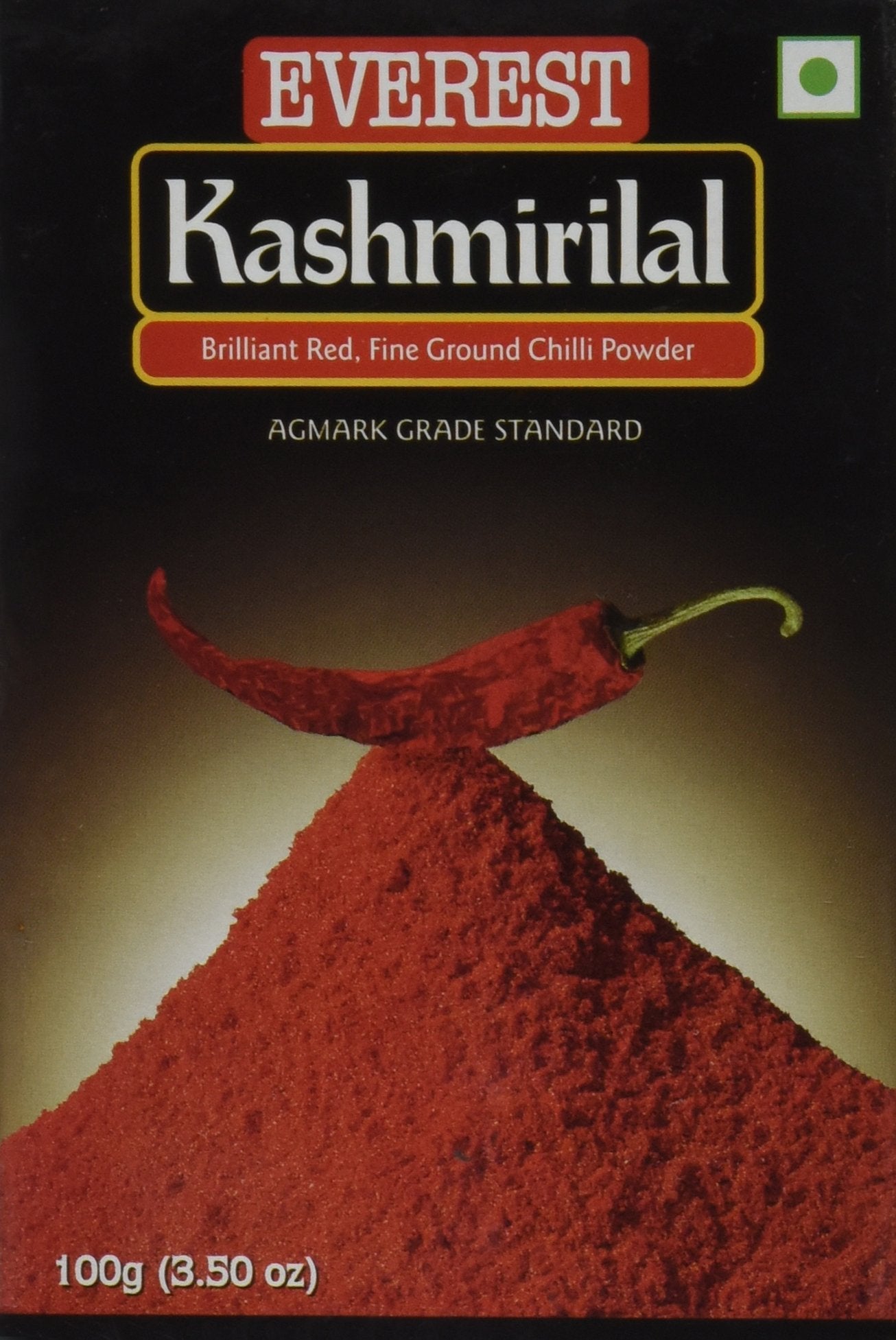 Everest Kashmiri Lal Ground Spice Used in Dishes for Its Hot Taste and Reddish Color (Box, 100 Gms)