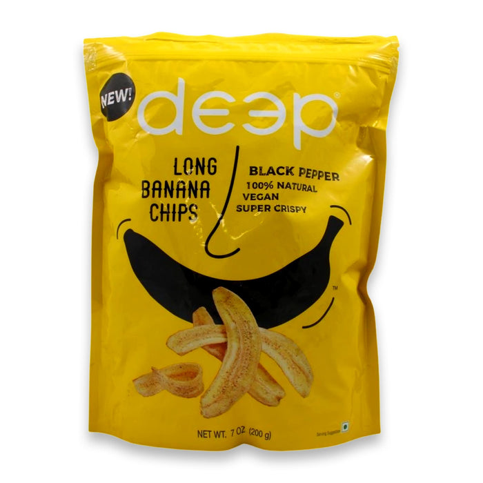 Deep Black Pepper Long Banana Chips - Ready to Eat Snacks - 100% Natural - 7 oz