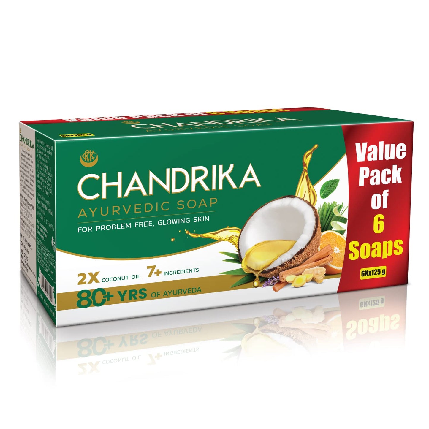 Chandrika Ayurvedic Soap, 125g (Pack Of 6)
