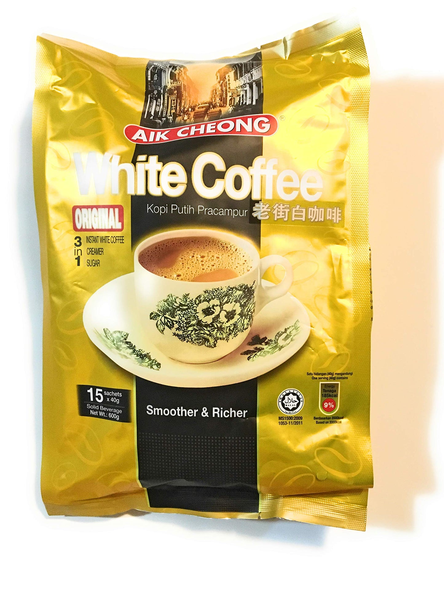 Aik Cheong Original White Coffee 3 In 1 (Instant White Coffee Creamer Sugar)-15X40g