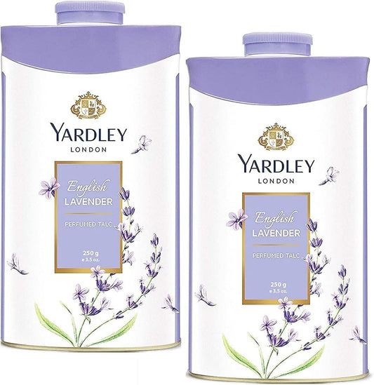 Yardley London Fresh Floral Fragrance Locked in a Fine & Silky Perfumed Talcum Powder (Yardley London English Lavender, Pack of 2 250Gram)