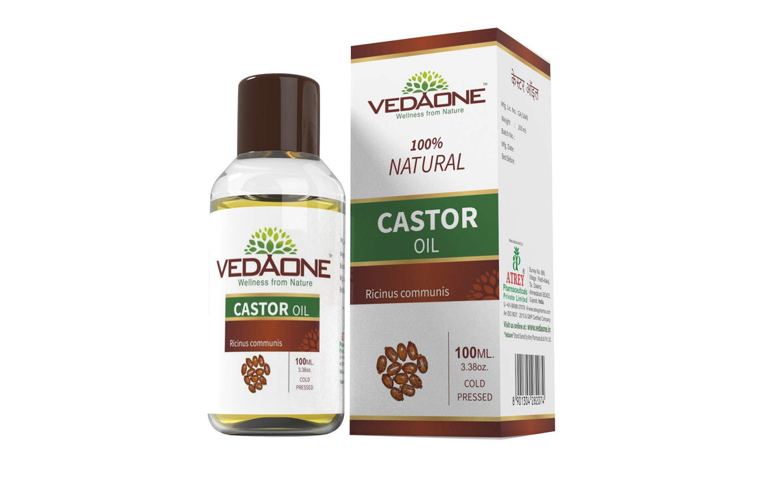 Vedaone 100% Pure Cold Pressed Castor Oil - 100ml for Hair and Skin