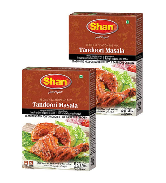 Shan - Tandoori Masala Seasoning Mix (50g) - Spice Packets for Tandoori Style Chicken (Pack of 2)