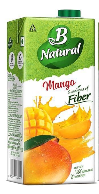 B Natural Aam Panna Fruit Beverage, Goodness of fiber, Made with choicest Mangoes- 1 liter