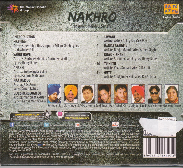 NAKHRO [Audio CD] MIKKU , SURINDER SHINDA , LEHMBER