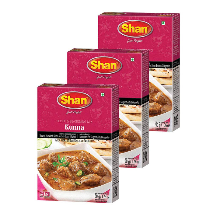 Shan Kunna Recipe and Seasoning Mix 1.76 oz (50g) - Spice Powder for Traditional Velvety Stewed Curry - Suitable for Vegetarians - Airtight Bag in a Box (Pack of 3)