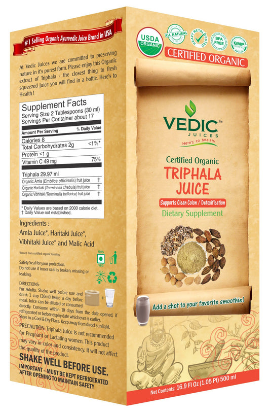 Vedic Organic Triphala Juice | Supports Clean Colon Detoxification 500ml