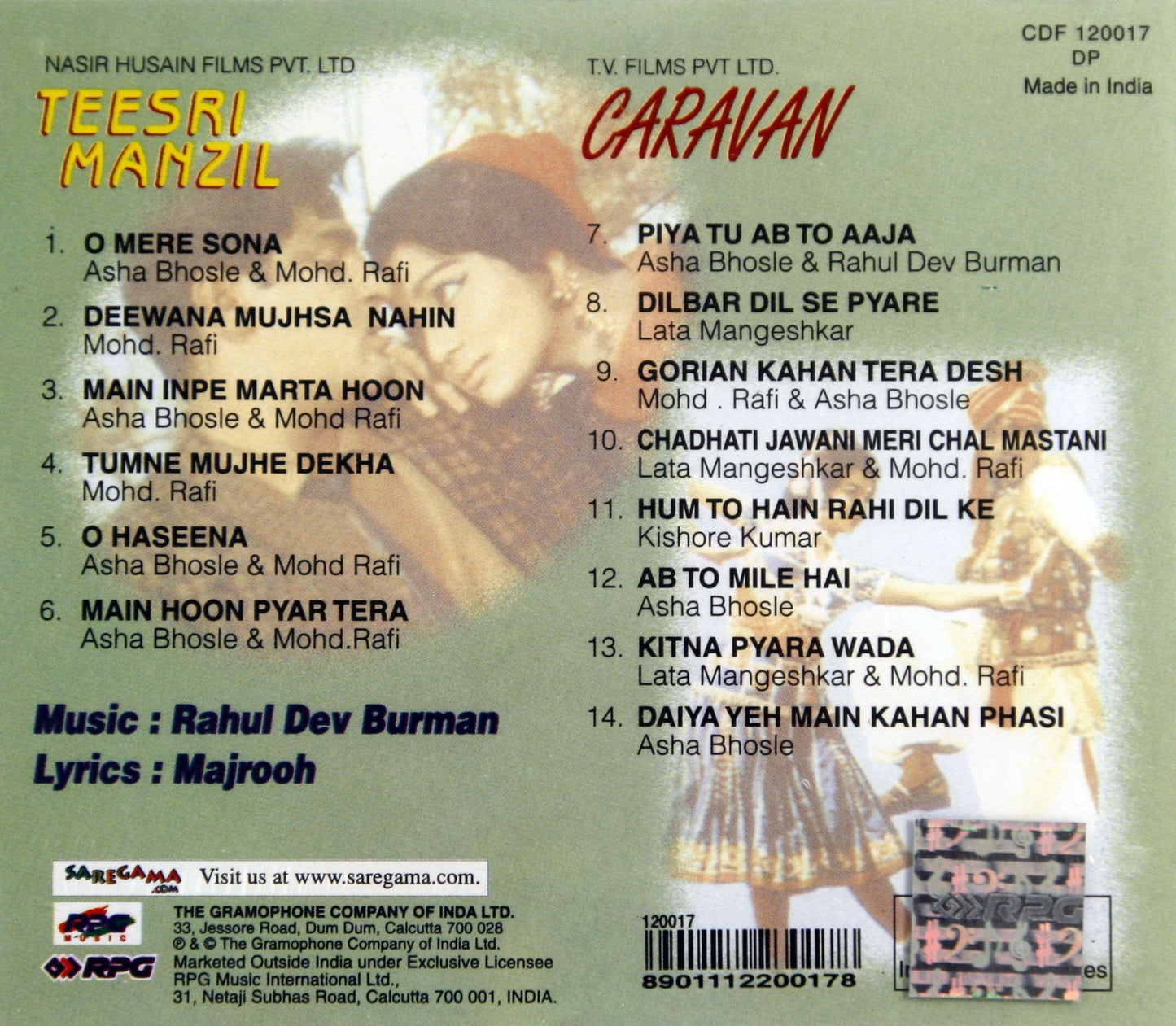 Teesri Manzil / Caravan [Cd] 2 Film Songs on One Cd [Audio CD] Rahul Dev Burman