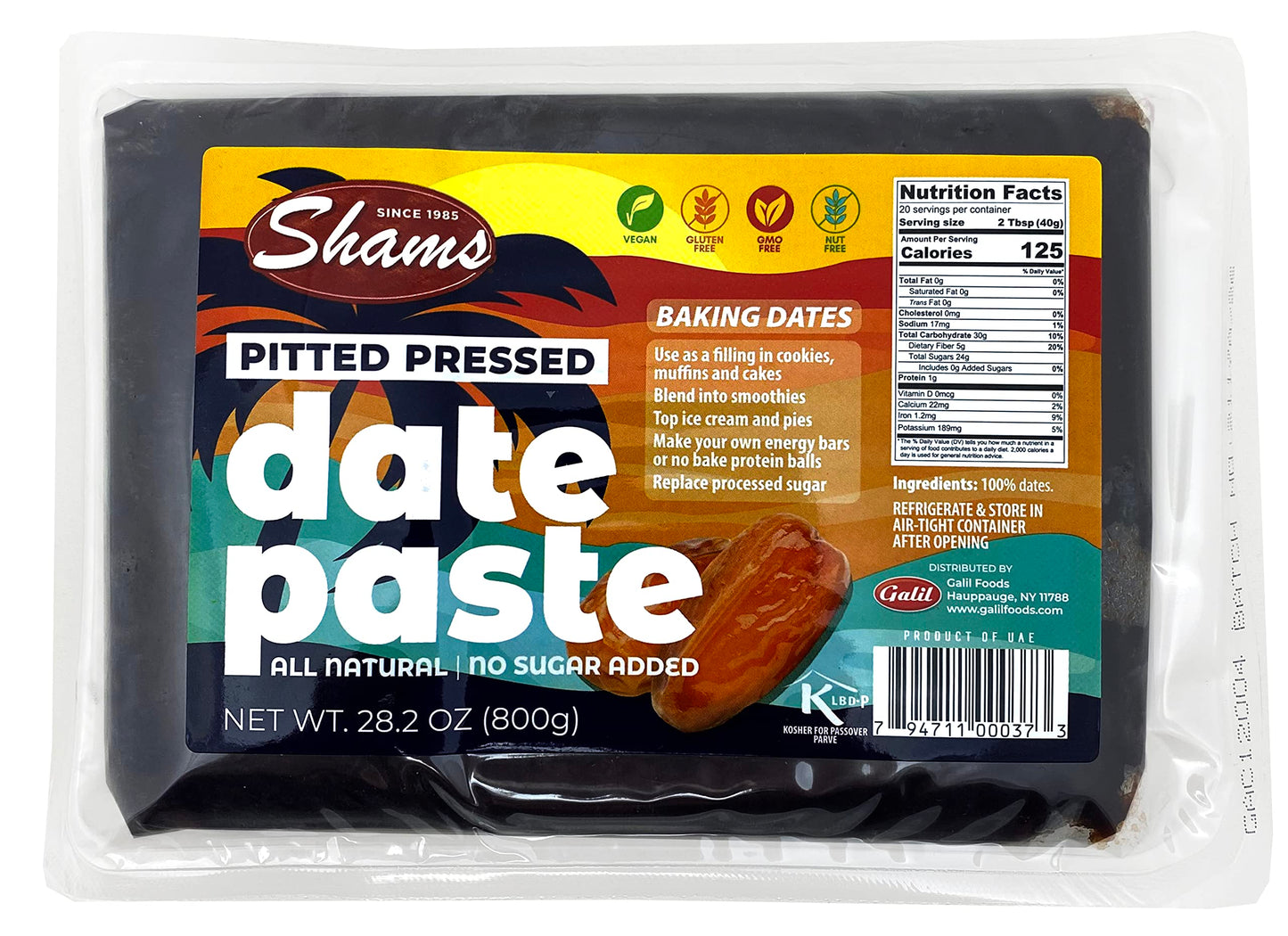 Shams Pitted Pressed Dates Dates 800gm