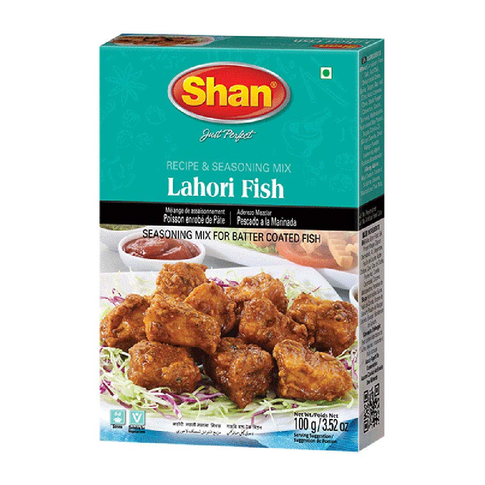 Shan Lahori Fish Recipe and Seasoning Mix 3.5 oz (100g) - Spice Powder for Batter Coated Fried Fish  (3.52 Ounce (Pack of 1))