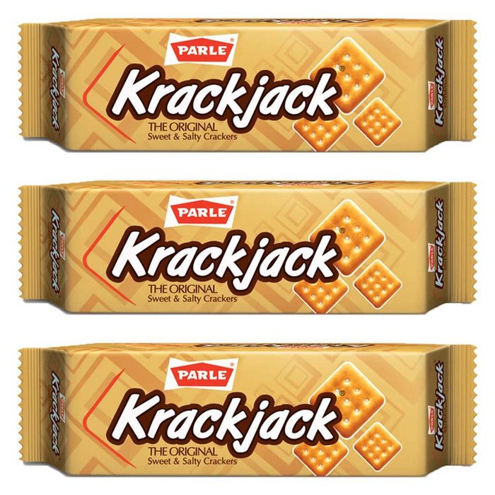 Parle Krackjack Biscuits, Indias First and Original Sweet and Salty Biscuit, Product of India, 3 packs (60g each)
