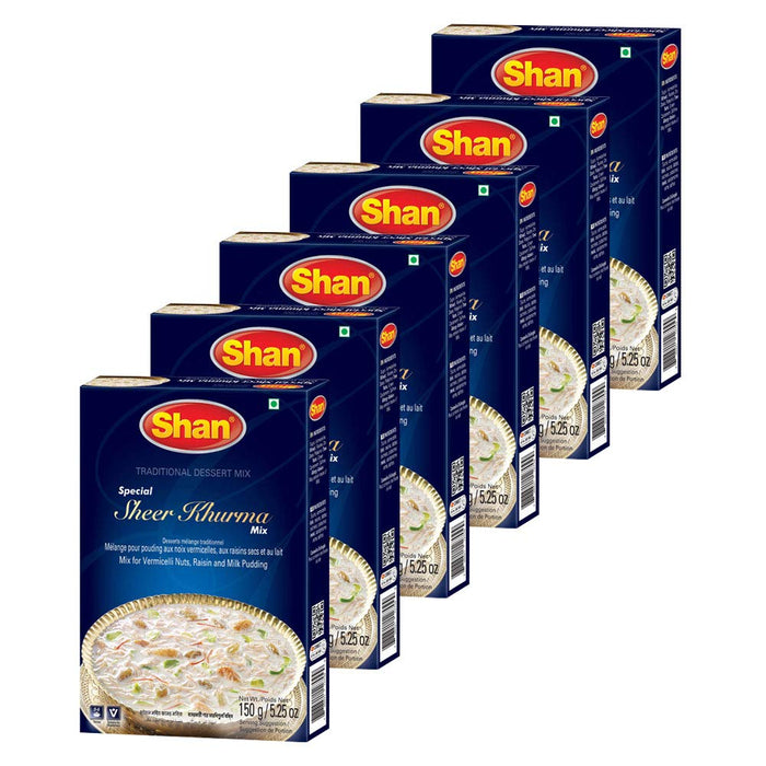 Shan Special Sheer Khurma Traditional Dessert Mix 3.5 oz (100g) - Powder for Vermicelli, Nuts, Raisin and Milk Pudding - Suitable for Vegetarians - Airtight Bag in a Box (Pack of 6)