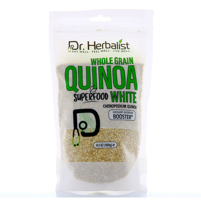 DR. Herbalist | Whole Grain White Quinoa 14.1 OZ (400g) - Chenopodium Quinoa - Superfood - Nutrition Booster