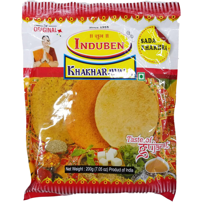 Pack Of 3 - Induben Khakharawala Sada Plain Khakhra - 200 Gm (7.05 Oz)