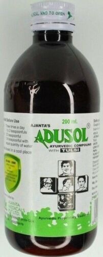 Adusol Ayurvedic Syrup Withtulsi 100ml Relief From ColdSore Throat & Congestion - Mahaekart LLC